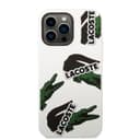 كفر حماية ايفون 14 برو ماكس سيليكون أبيض لاكوست Lacoste HC Liquid Silicone & Microfiber Allover Pattern Case For iPhone 14 Pro Max White - 281618