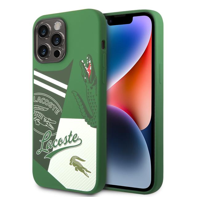 Lacoste HC Liquid Silicone & Microfiber Patchwork B Case For iPhone 14 Pro Max - Green [ LCHCP14XSPABN ] - SW1hZ2U6MTM5MjUyOA==