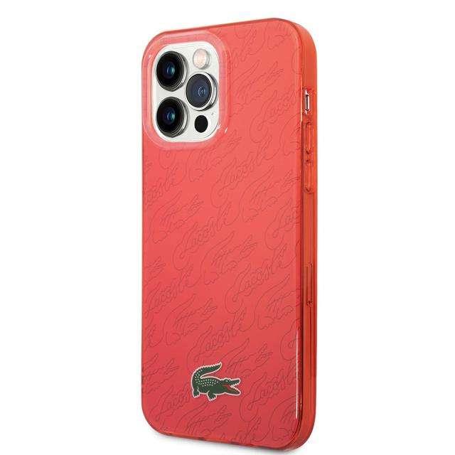 كفر حماية ايفون 14 برو ماكس أحمر لاكوست Lacoste HC IML Double Layer & Dyed Bumper Signature Pattern Case For iPhone 14 Pro Max Red