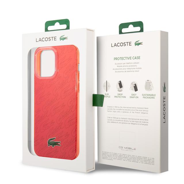 كفر حماية ايفون 14 برو ماكس أحمر لاكوست Lacoste HC IML Double Layer & Dyed Bumper Signature Pattern Case For iPhone 14 Pro Max Red