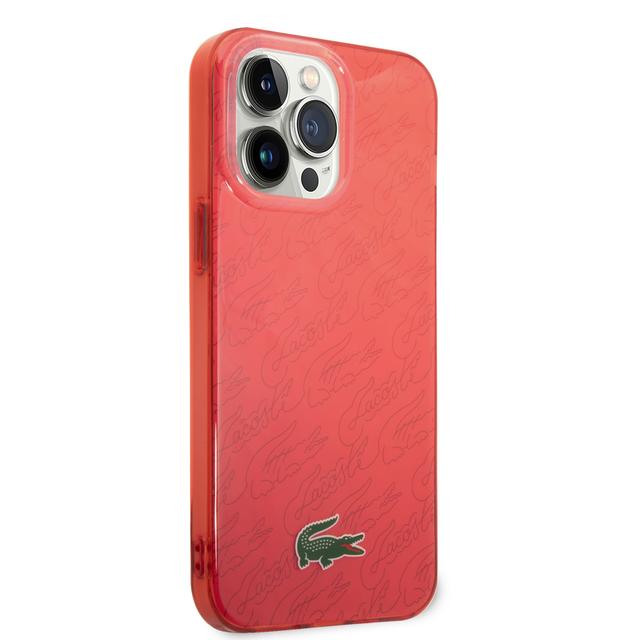 كفر حماية ايفون 14 برو ماكس أحمر لاكوست Lacoste HC IML Double Layer & Dyed Bumper Signature Pattern Case For iPhone 14 Pro Max Red