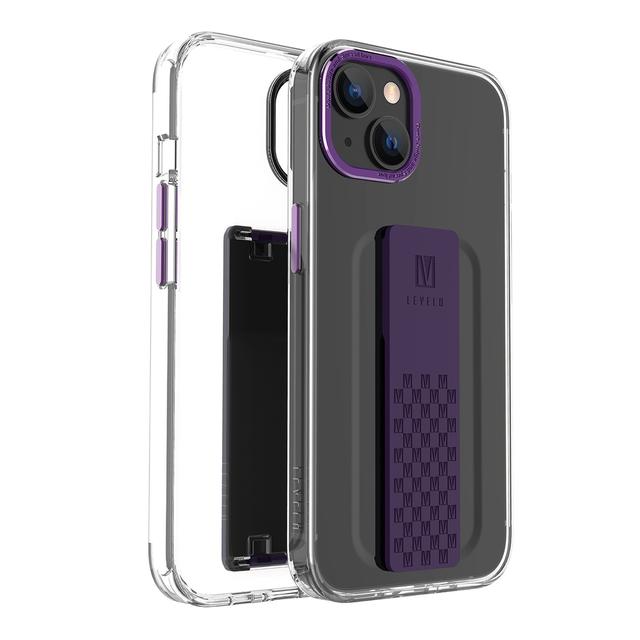 كفر ايفون سيليكون لجوال ايفون 14 بلون شفاف وبنفسجي مع مقبض سيليكون  Levelo Graphia iPhone 14 IMD Clear Case Purple - SW1hZ2U6MTM5MzI4Mg==