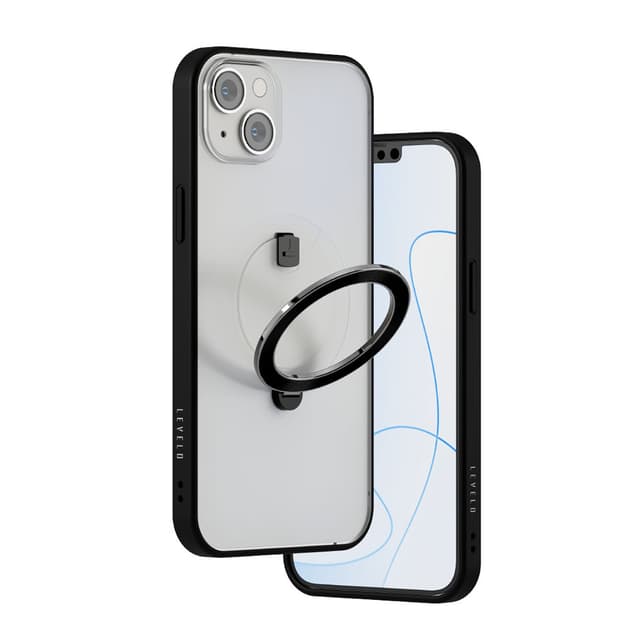 كفر ايفون لجوال ايفون 14 بلون أسود مع مسند تثبيت ليفيلو  Levelo MagSafe Ringo Multi Functional Kickstand Case For iPhone 14 Black - 281773