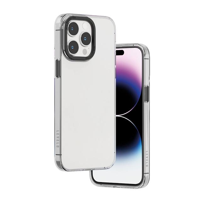 كفر ايفون لجوال ايفون 14 برو ماكس بلون شفاف ورمادي ليفيلو  Levelo Sensa Clear Back Case For iPhone 14 Pro Max Clear/Gray - SW1hZ2U6MTM5NDA5OQ==