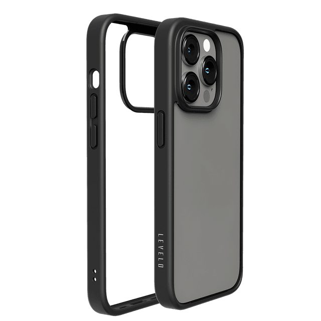 كفر ايفون لجوال ايفون 14 برو بلون شفاف وأسود ليفيلو  Levelo Solo iPhone 14 Pro Clear Back Case Black - 281730