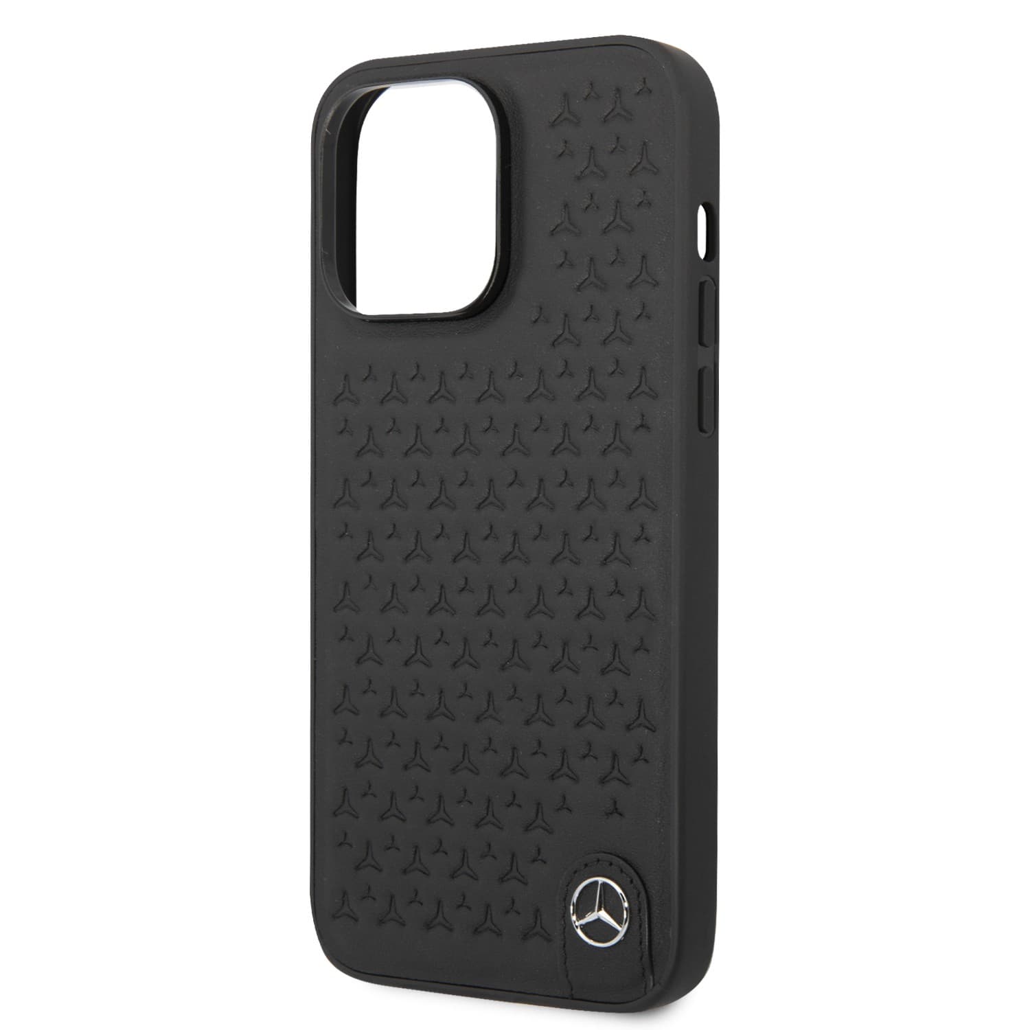 Mercedes-Benz Genuine Leather Case With Star Pattern For iPhone 14 Pro - Black [ MEHCP14L8REMPK ]