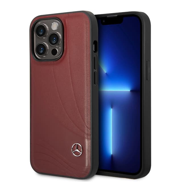 Mercedes-Benz Genuine Leather Case With New WaveIII pattern For iPhone 14 Pro - Red [ MEHCP14L8ROLR ] - 282382