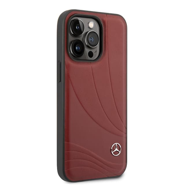 Mercedes-Benz Genuine Leather Case With New WaveIII pattern For iPhone 14 Pro - Red [ MEHCP14L8ROLR ] - 282383