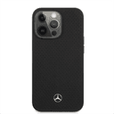 Mercedes-Benz Genuine Leather Hard Case With Perforated Metal Star Logo For iPhone 14 Pro - Black [ MEHCP14LDELBK ] - SW1hZ2U6MTM5NTU2OQ==