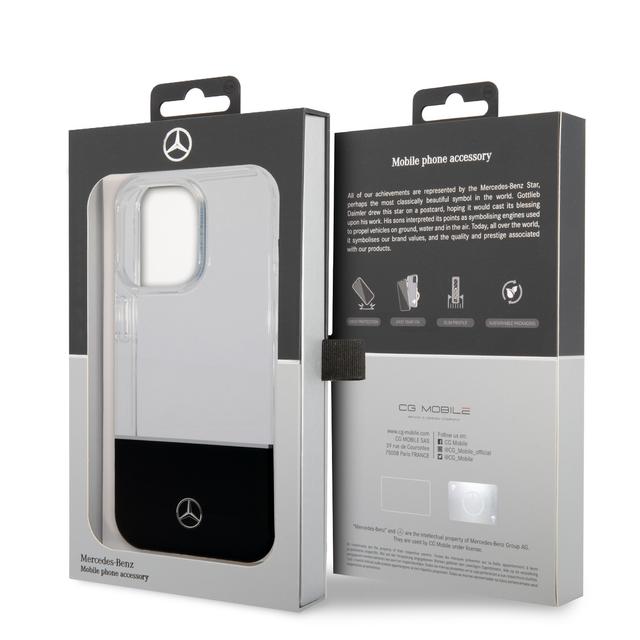 جراب ايفون 14 برو شفاف بشعار نجمة من مرسيدس بنز Mercedes-Benz Aluminium Case With Star Pattern For iPhone 14 Pro - Transparent