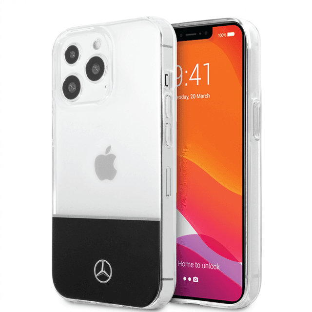 جراب ايفون 14 برو شفاف بشعار نجمة من مرسيدس بنز Mercedes-Benz Aluminium Case With Star Pattern For iPhone 14 Pro - Transparent