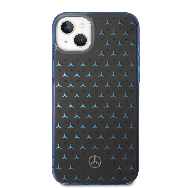 Mercedes-Benz Double Layer PC/ TPU Case With Large Star Pattern For iPhone 14 Plus - Black/Blue [ MEHCP14M8DPMGL ]