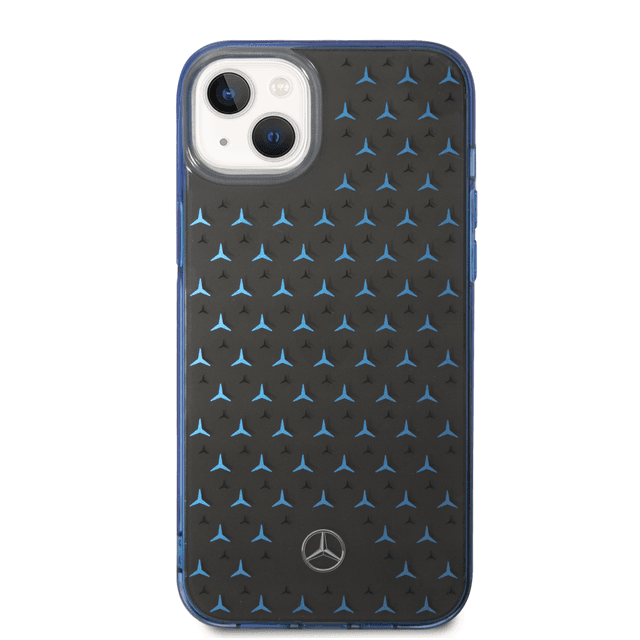 Mercedes-Benz Double Layer PC/ TPU Case With Large Star Pattern For iPhone 14 Plus - Black/Blue [ MEHCP14M8DPMGL ] - SW1hZ2U6MTM5NjA2MQ==