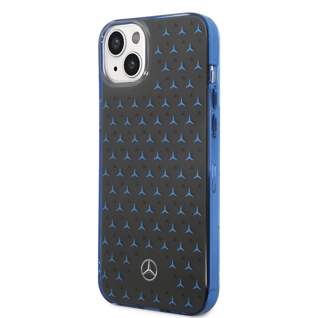 Mercedes-Benz Double Layer PC/ TPU Case With Large Star Pattern For iPhone 14 Plus - Black/Blue [ MEHCP14M8DPMGL ]