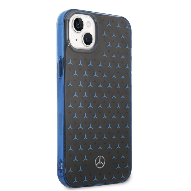 Mercedes-Benz Double Layer PC/ TPU Case With Large Star Pattern For iPhone 14 Plus - Black/Blue [ MEHCP14M8DPMGL ] - SW1hZ2U6MTM5NjA2Nw==