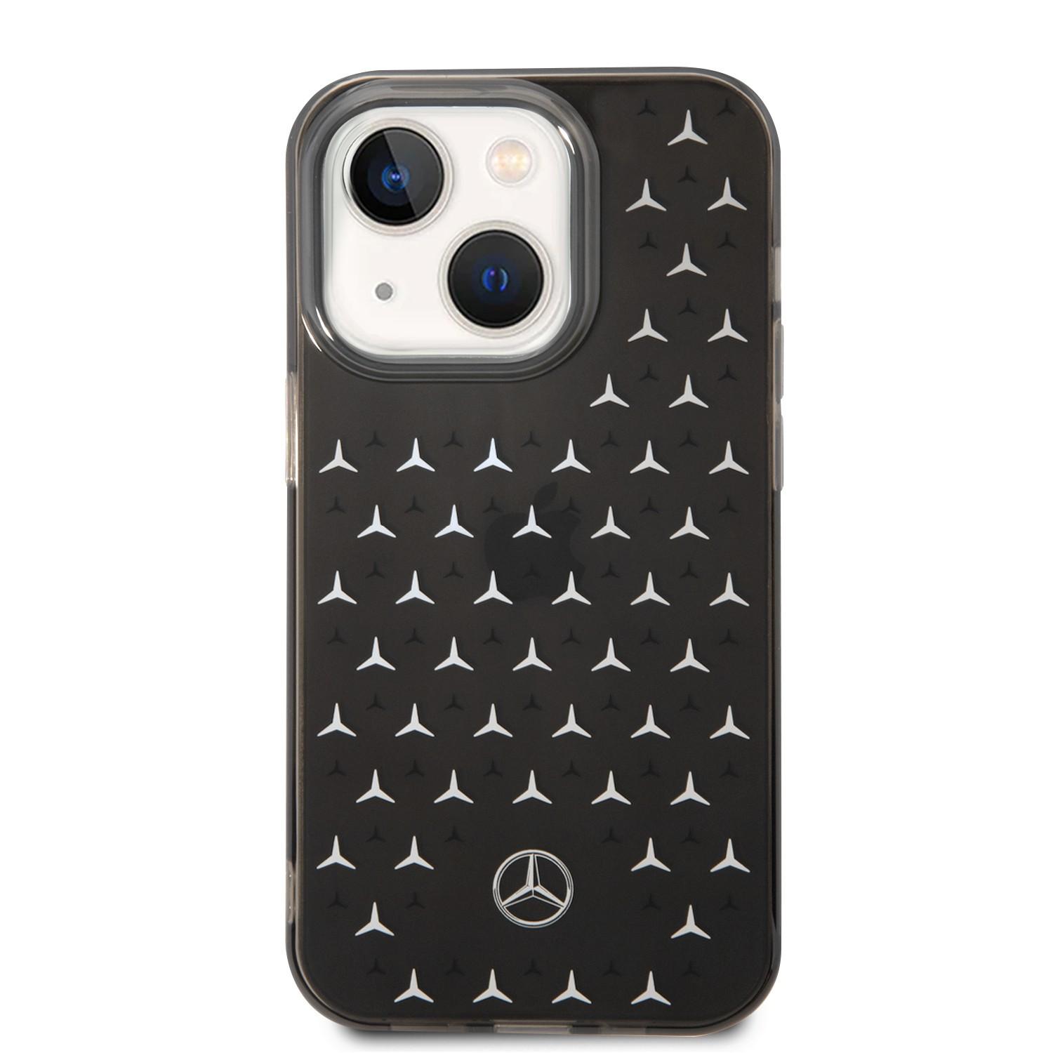 Mercedes-Benz Double Layer PC/ TPU Case With Large Star Pattern For iPhone 14 Plus - Black/Silver [ MEHCP14M8DPMGS ]