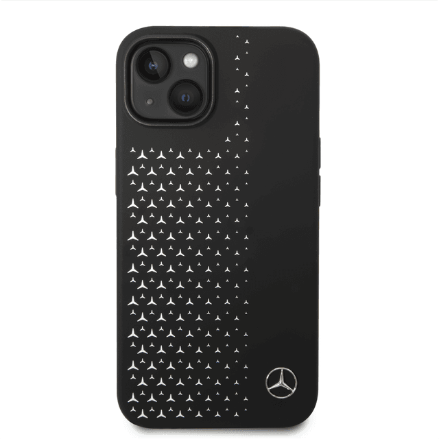 Mercedes-Benz Liquid Silicone Case With Gradient Star Horizontal Pattern For iPhone 14 - Black [ MEHCP14S8SMHRK ] - SW1hZ2U6MTM5NTI3Mw==