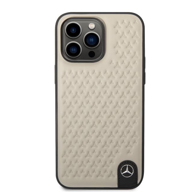 Mercedes-Benz Genuine Leather Case With Star Pattern For iPhone 14 Pro Max - Grey [ MEHCP14X8REMPG ] - 282452