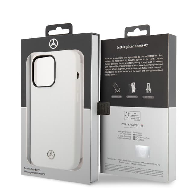 Mercedes-Benz Liquid Silicone Case With Large Star Pattern For iPhone 14 Pro Max - White [ MEHCP14X8SPMGH ]
