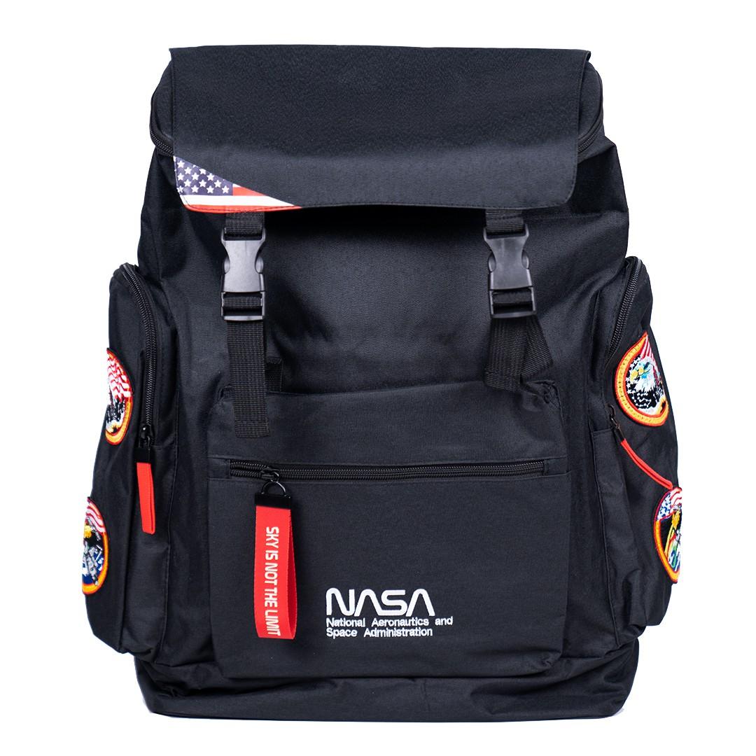 Nasa Canvas Laptop Backpack 28X15X44cm - Black [ NASA-BAG01K ]