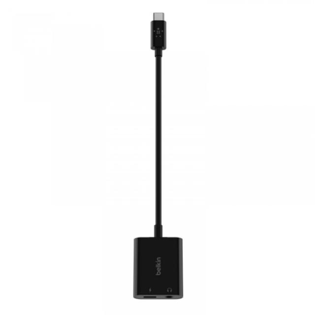 Belkin Rockstar 3.5mm Audio+usb-c 60w Charge Adapter - Black 