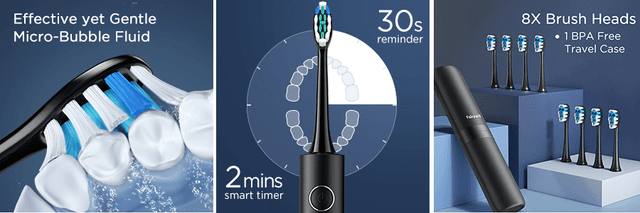 فرشاة اسنان كهربائية مقاومة للماء فيري ويل 8 رؤوس Fairywill P11 Ultrasonic Electric Toothbrush - SW1hZ2U6MTM1OTI2Mw==