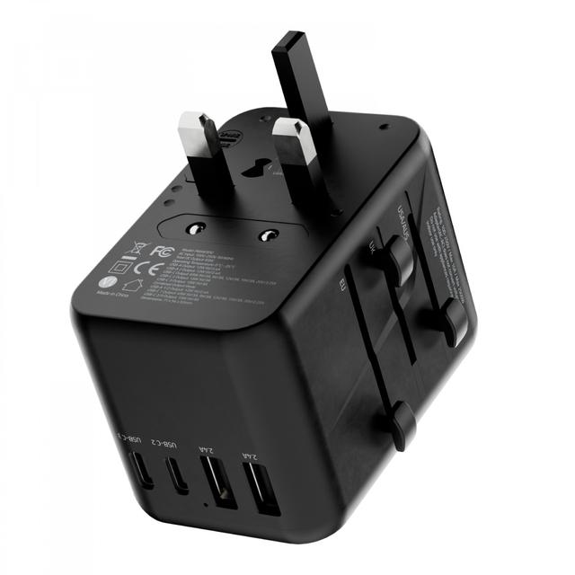 Powerology Universal Multi-Port Travel Adapter PD 65W ( 3X Type-C / 2X USB-A Ports ) - Black [ P65W3PD-GY ] - SW1hZ2U6MTM5NzU3NQ==