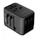 راس شاحن سفري 5 مخارج 65 واط بورلوجي أسود Powerology Universal Multi-Port Travel Adapter