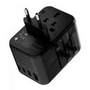 راس شاحن سفري 5 مخارج 65 واط بورلوجي أسود Powerology Universal Multi-Port Travel Adapter