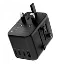 راس شاحن سفري 5 مخارج 65 واط بورلوجي أسود Powerology Universal Multi-Port Travel Adapter