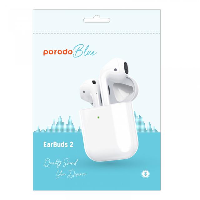 سماعات بلوتوث لاسلكية 20 ساعة بورودو ايربودز 2 أبيض Porodo Blue Deep Bass Wireless Earbuds 2