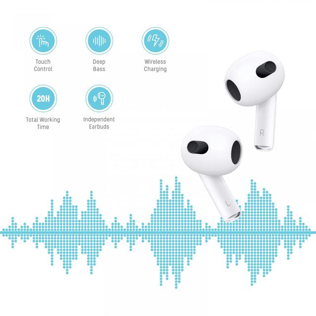 Porodo Blue Deep Bass Wireless Earbuds 3 - White [ PB-ARPD3-WH ] - SW1hZ2U6MTM5NzA0NQ==