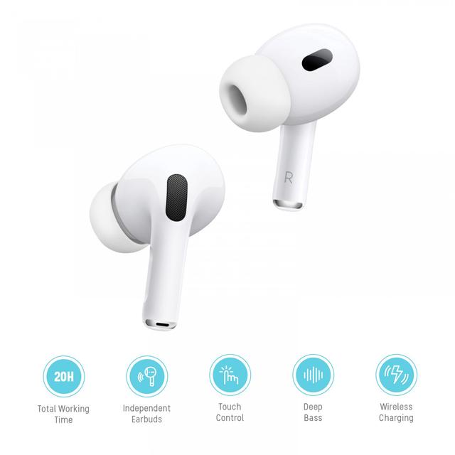Porodo Blue Deep Bass Wireless Earbuds Pro 2 with Swipe Volume - White [ PB-ARPDP2-WH ]