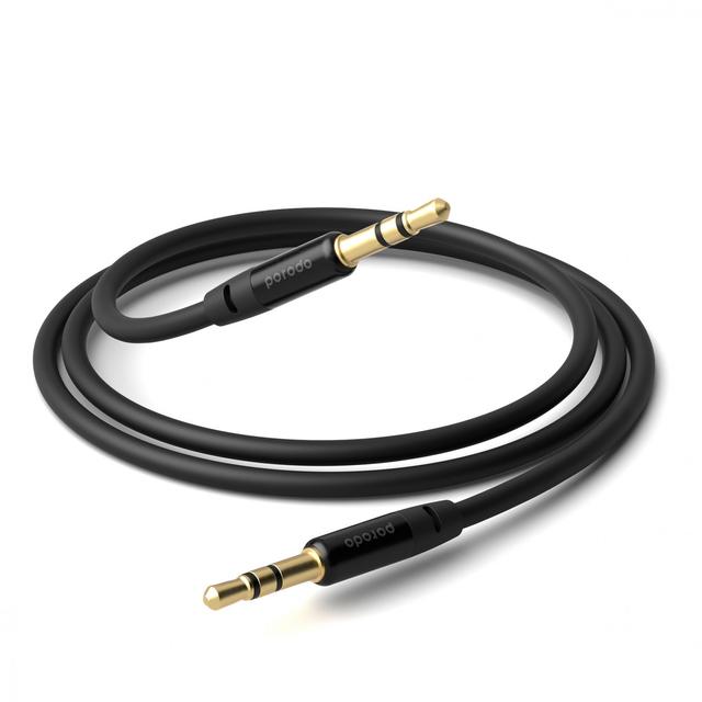 Porodo Blue PVC AUX Audio Cable 3.5mm 1M - Black [ PB-AU12AUC-BK ] - SW1hZ2U6MTM5NjM4MA==