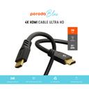 Porodo Blue 4K HDMI Ultra HD Cable 60Hz 2m / 6.6ft - Black [ PB-HD4K2M-BK ] - SW1hZ2U6MTM5NzAwMA==