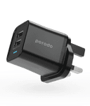 شاحن سريع للجوال بمخرجين 2.4 امبير بورلوجي أسود Porodo Dual USB Wall Charger UK