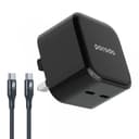راس شاحن كبس تايب سي 35 واط مخرجين مع كيبل تايب سي 1.2 متر بورودو Porodo Super-Fast Charger with Braided Cable