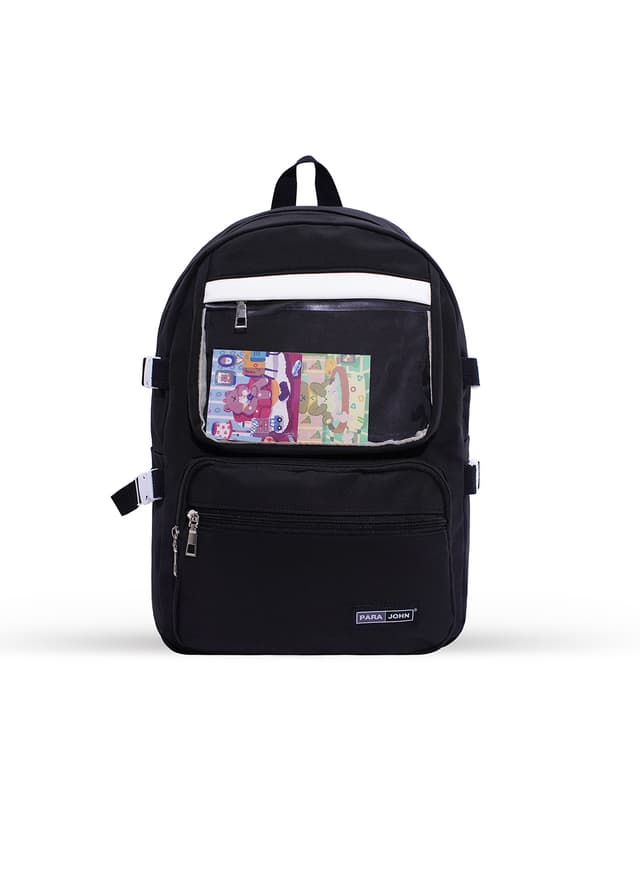 شنطة ظهر للسفر 17 انش قماش بارا جون أسود PARA JOHN Backpack