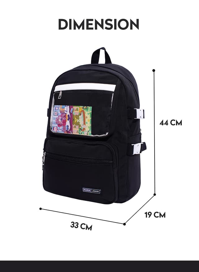 شنطة ظهر للسفر 17 انش قماش بارا جون أسود PARA JOHN Backpack