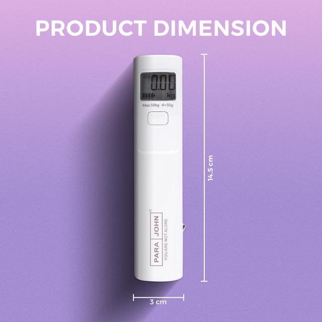 Para John Battery Free Luggage Scale - Weight Scale 50 Kg/110 Lb Maximum Capacity, Lcd Display With Automatic Switch Off - Ecological Battery Free Technology - Portable Weighing Scale 