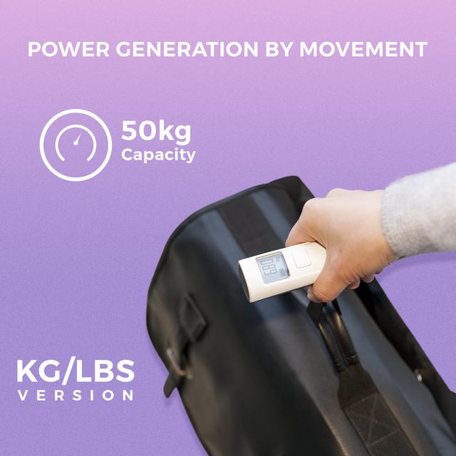 Para John Battery Free Luggage Scale - Weight Scale 50 Kg/110 Lb Maximum Capacity, Lcd Display With Automatic Switch Off - Ecological Battery Free Technology - Portable Weighing Scale 