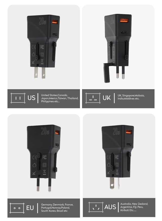 فيش سفر 20 واط مخرجين بارا جوهن Parajohn Universal Travel Adapter