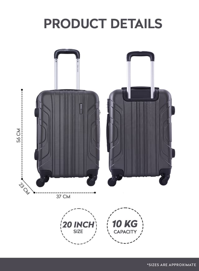Para John Parajohn Travel Luggage Suitcase, 20''-  Trolley Bag, Carry On Hand Cabin Luggage Bag - Portable Lightweight Travel Bag With 360 Durable 4 Spinner Wheels - Hard Shell Luggage Spinner (10kg)