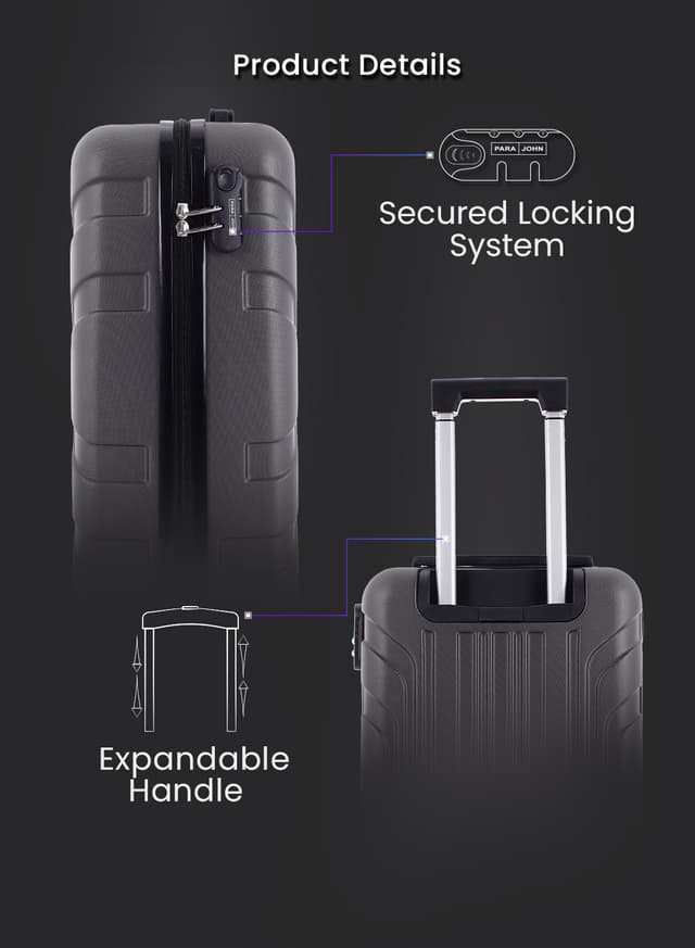 شنطة سفر صغيرة 20 انش صلبة بارا جوهن رصاصي PARA JOHN Travel Luggage Suitcase