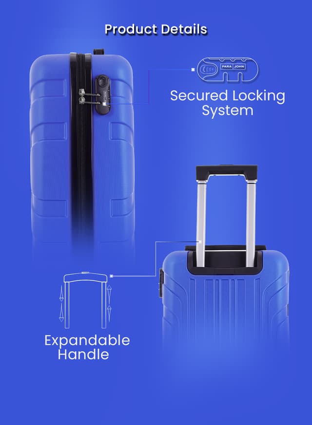 Para John Parajohn Travel Luggage Suitcase, 20''-  Trolley Bag, Carry On Hand Cabin Luggage Bag - Portable Lightweight Travel Bag With 360 Durable 4 Spinner Wheels - Hard Shell Luggage Spinner