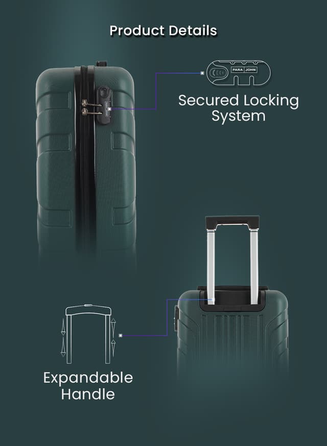 Para John Parajohn Travel Luggage Suitcase, 20''-  Trolley Bag, Carry On Hand Cabin Luggage Bag - Portable Lightweight Travel Bag With 360 Durable 4 Spinner Wheels - Hard Shell Luggage Spinner