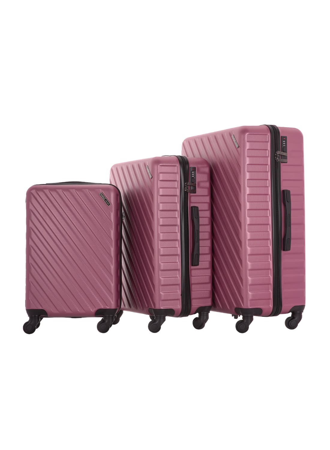 Para John 3-Piece Hard Side Abs Spinner Luggage Trolley Set 20/24/28 Inch Pink