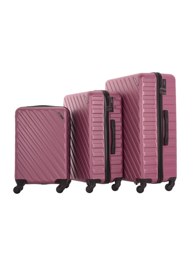 Para John 3-Piece Hard Side Abs Spinner Luggage Trolley Set 20/24/28 Inch Pink