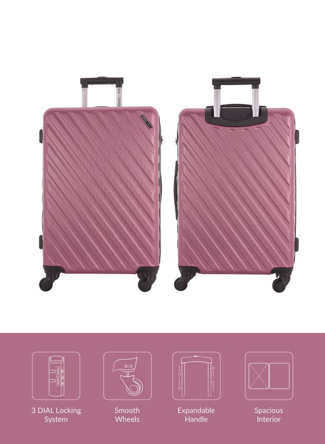 Para John 3-Piece Hard Side Abs Spinner Luggage Trolley Set 20/24/28 Inch Pink - 284633