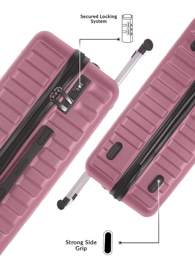 Para John 3-Piece Hard Side Abs Spinner Luggage Trolley Set 20/24/28 Inch Pink - 284632